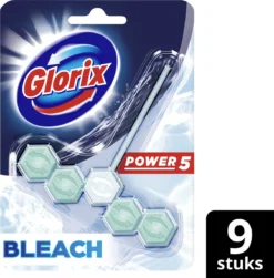 Glorix Power 5 Bleek Toiletblokken - 9 Stuks - Voordeelverpakking
