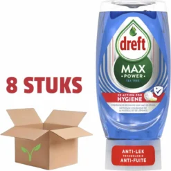 8x Dreft Max Power Afwasmiddel Extra Hygiëne 370 Ml