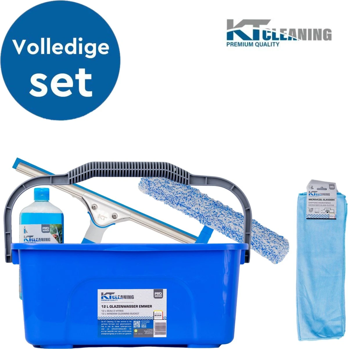 KT CLEANING - Raamwisser - Ramen Wassen Set Met Emmer - Ramen Wassen - Raamtrekker - Microvezeldoekjes
