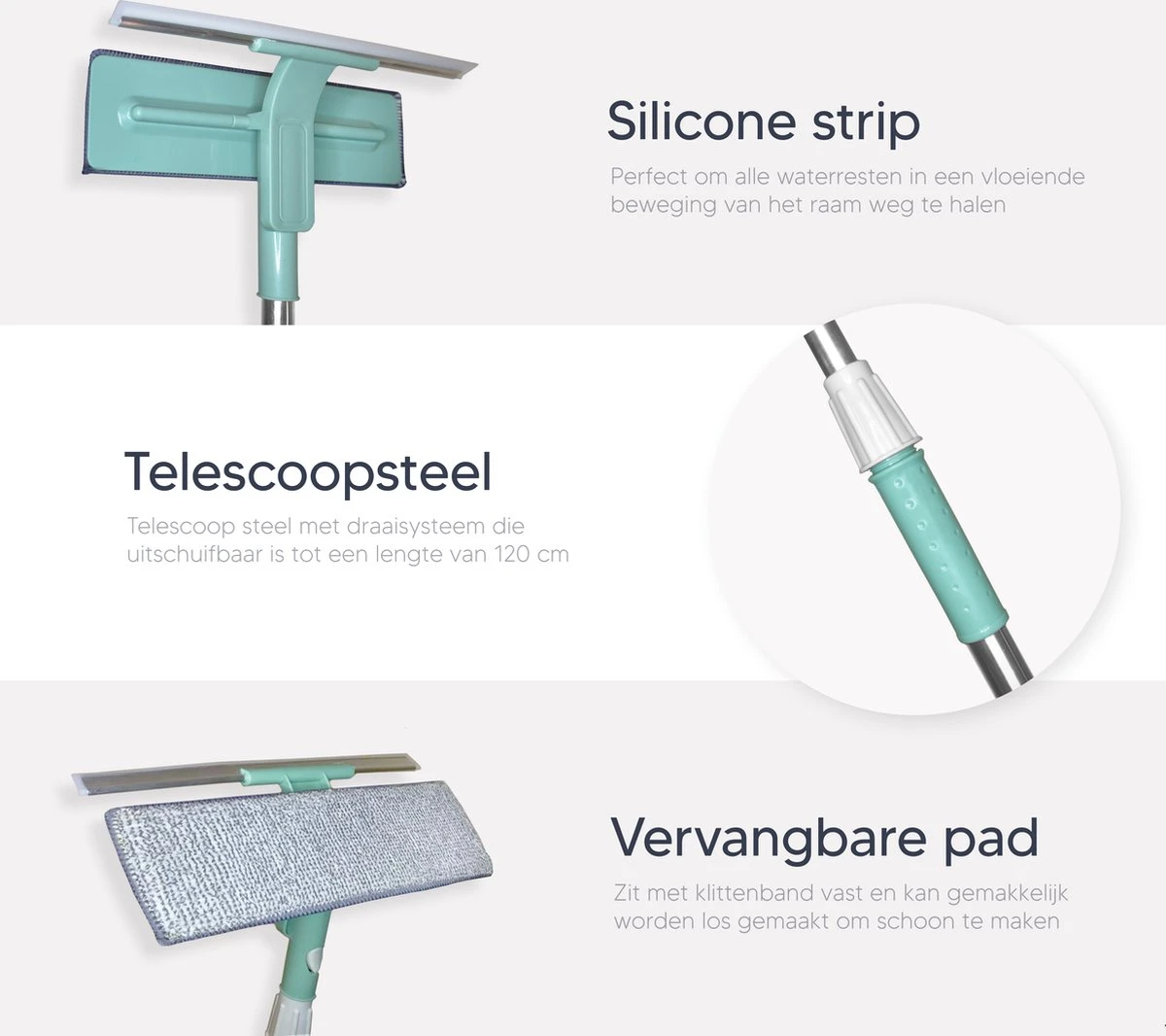 Johannes & Co Raamwisser Met Telescoopsteel 120cm Ruitenreiniger - Ramenwasser - Ramenwisser - Afbeelding 7