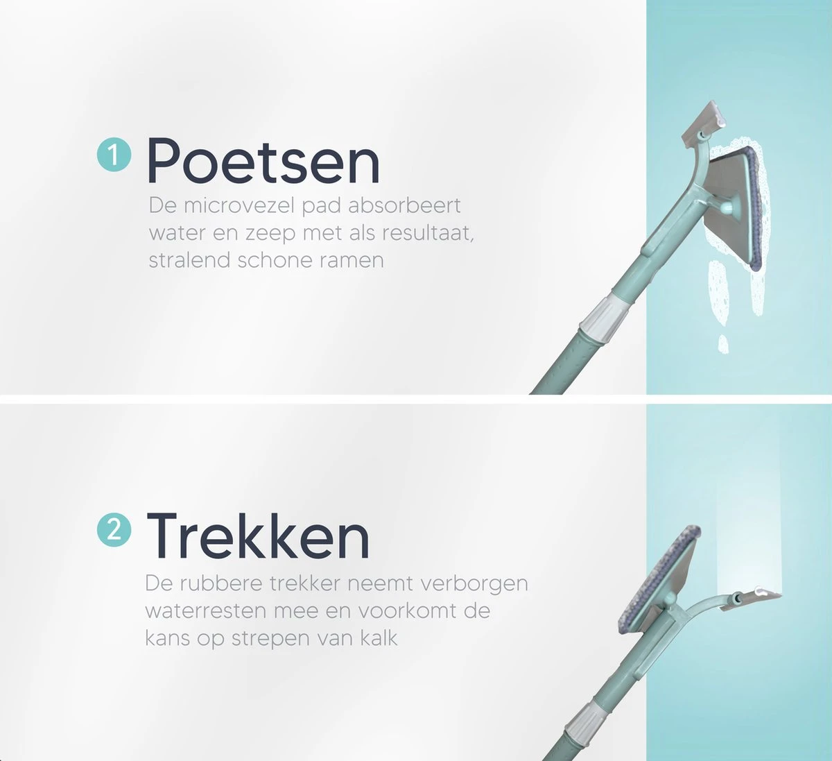 Johannes & Co Raamwisser Met Telescoopsteel 120cm Ruitenreiniger - Ramenwasser - Ramenwisser - Afbeelding 8