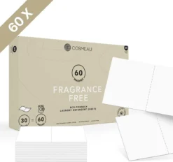 Cosmeau Wasmiddel Wasstrips 60 Wasbeurten Geurvrij Geurloos Wasvellen Wasdoekjes Detergent Sheets - Plasticvrij Biologisch Cosmo Cosmea Kosmo
