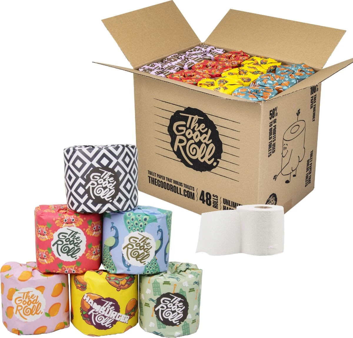 THE GOOD ROLL Toiletpapier 2-laags - 400 Vellen - 48 Stuks - The Cheerful Choice - Afbeelding 2