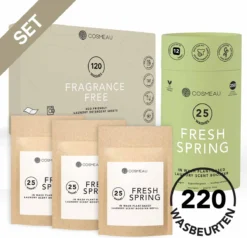 Cosmeau Wasmiddel + Geurbooster Combo Set Wasstrips 120 Wasbeurten Voordeel Geurparels - Geurbooster