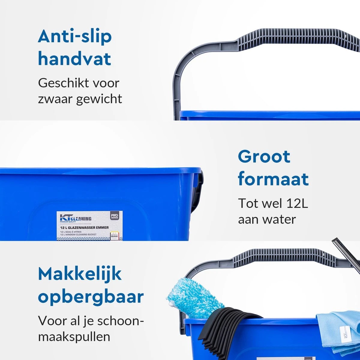 KT CLEANING - Raamwisser - Ramen Wassen Set Met Emmer - Ramen Wassen - Raamtrekker - Microvezeldoekjes - Afbeelding 2