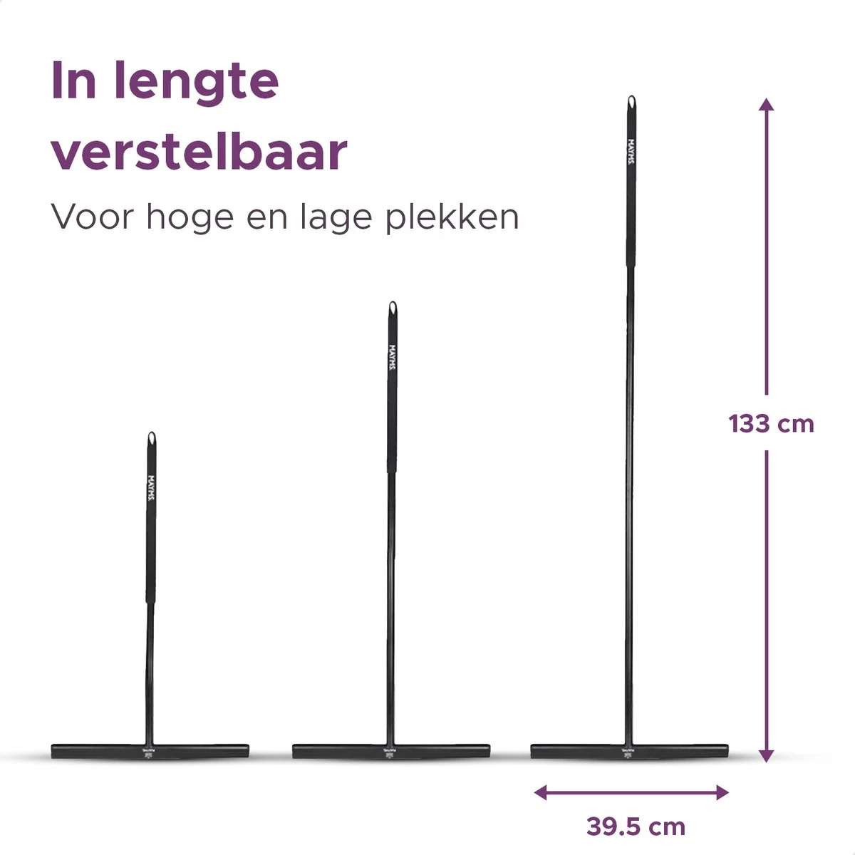 MAYMS® Vloerwisser Badkamer - Vloertrekker - Vloertrekker Met Steel - Floor Wiper - Aftrekker - RVS - Zwart - Design - Wisser - Vloerwisser Douche - Afbeelding 3