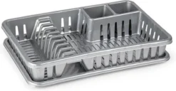 Antraciet Grijs Afdruiprek Met Lekbak 45 X 30 Cm - Keukenbenodigdheden - Afwassen/afdrogen - Afwasrekken - Afdruiprekken Met Lekbak