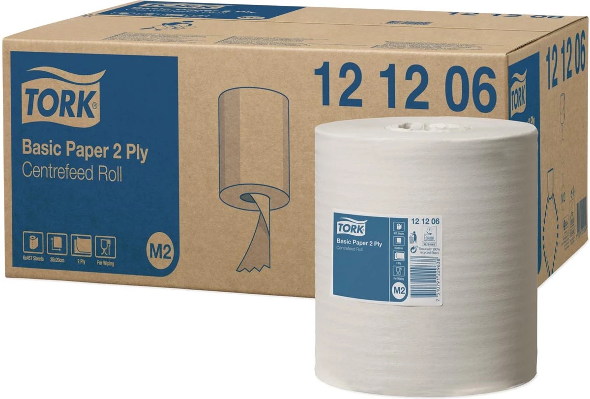 Poetsrol Tork M2 121206 2-laags - 20cm X 160m - 6 Rollen - Afbeelding 2