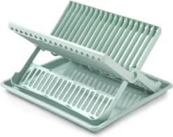 Mintgroen Afdruiprek 2-laags Met Lekbak 37 X 33 Cm - Keukenbenodigdheden - Afwassen/drogen - Afdruiprekken Met Lekbak