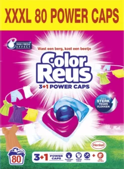 Color Reus Power Caps Wascapsules – Wasmiddel Capsules – Voordeelverpakking – 2x40 Wasbeurten
